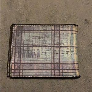 Genuine leather plaid wallet